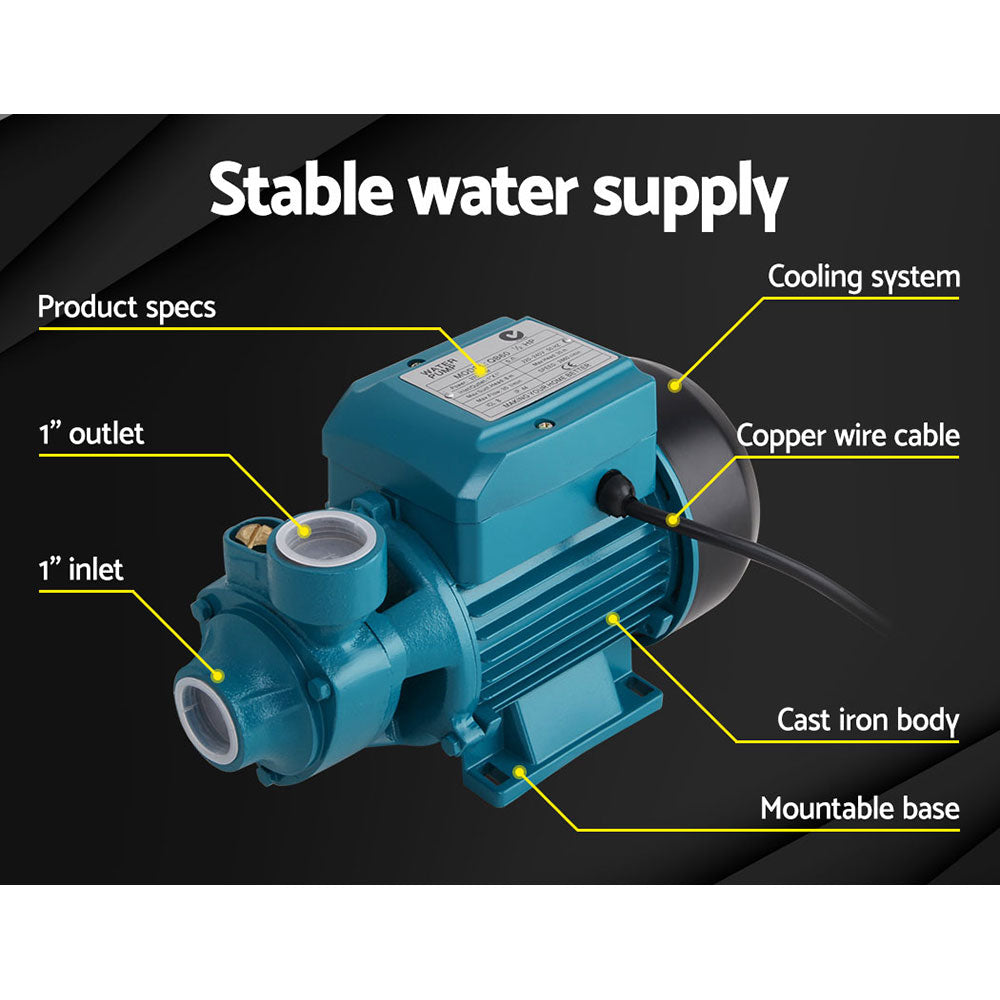 Irrigation Pumps: Giantz Peripheral Water Pump Garden Boiler Car Wash Electric Irrigation QB60