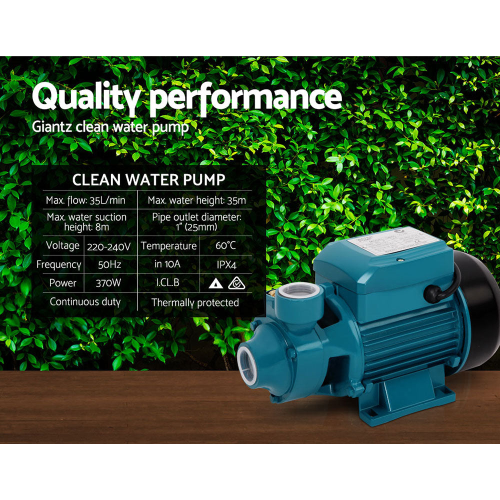 Irrigation Pumps: Giantz Peripheral Water Pump Garden Boiler Car Wash Electric Irrigation QB60