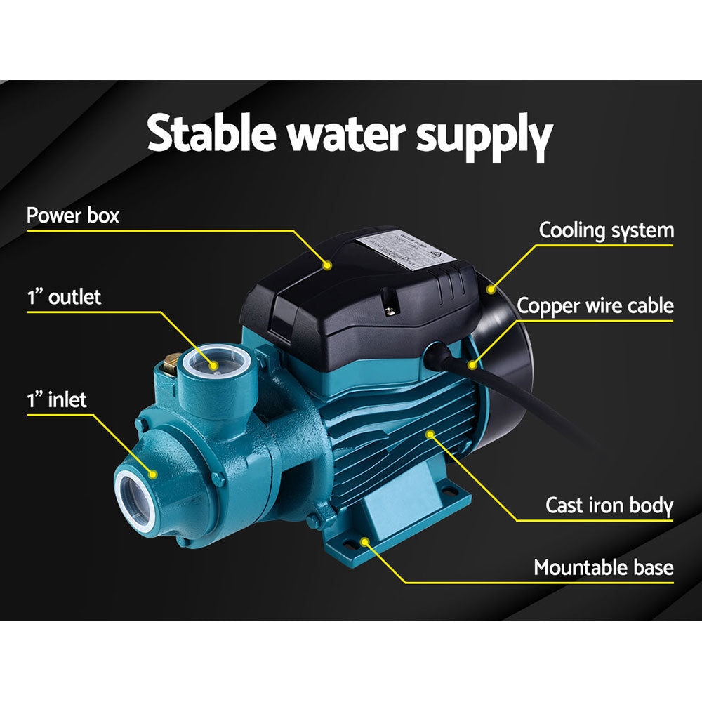 Irrigation Pumps: Giantz Peripheral Water Pump Garden Boiler Car Wash Auto Irrigation House QB60