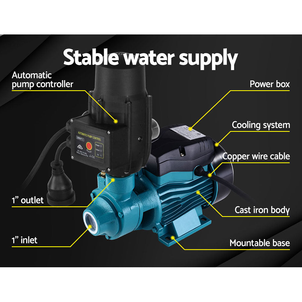 Irrigation Pumps: Giantz Peripheral Water Pump Garden Boiler Car Wash Auto Irrigation QB60 Black