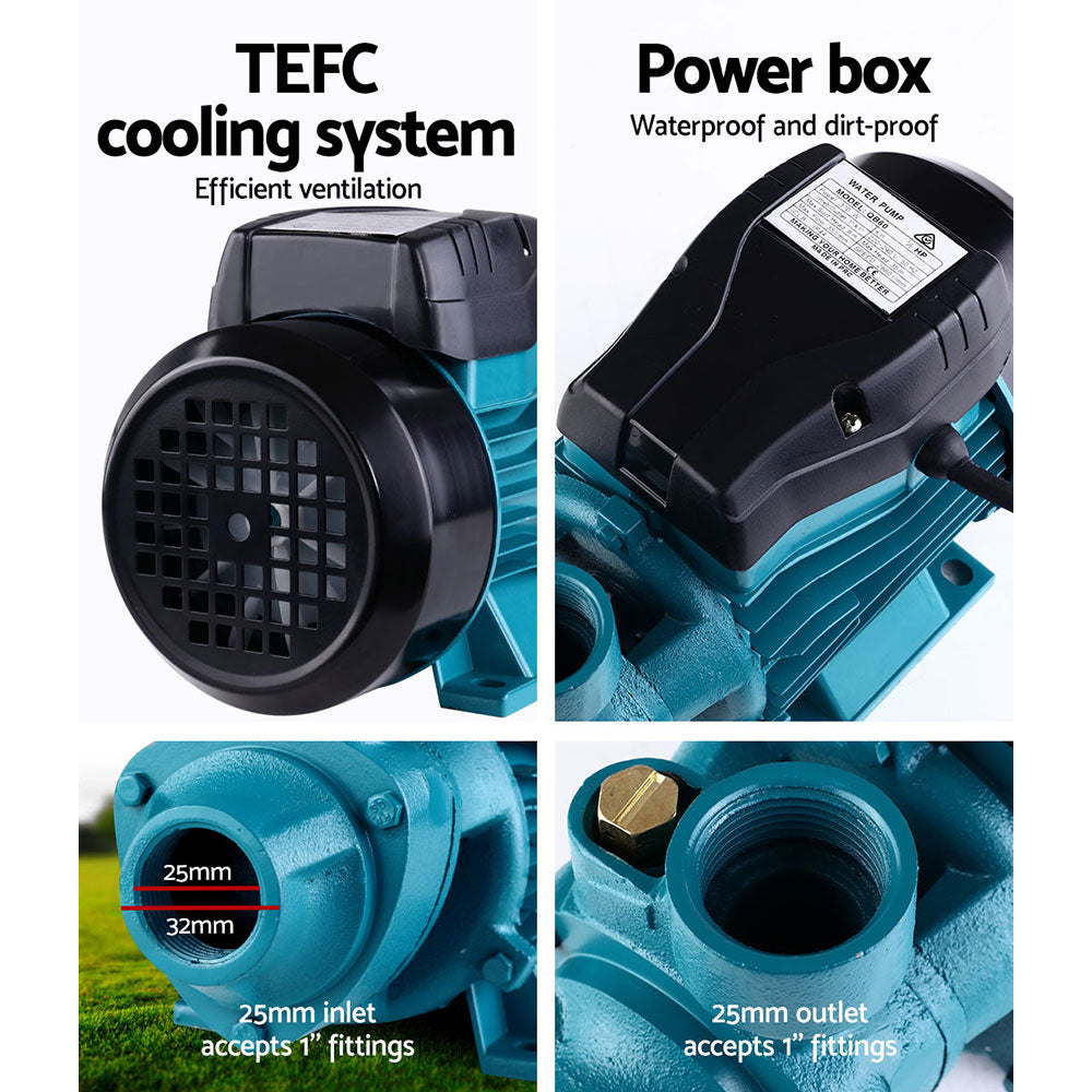 Irrigation Pumps: Giantz Peripheral Water Pump Garden Boiler Car Wash Auto Irrigation QB60 Black