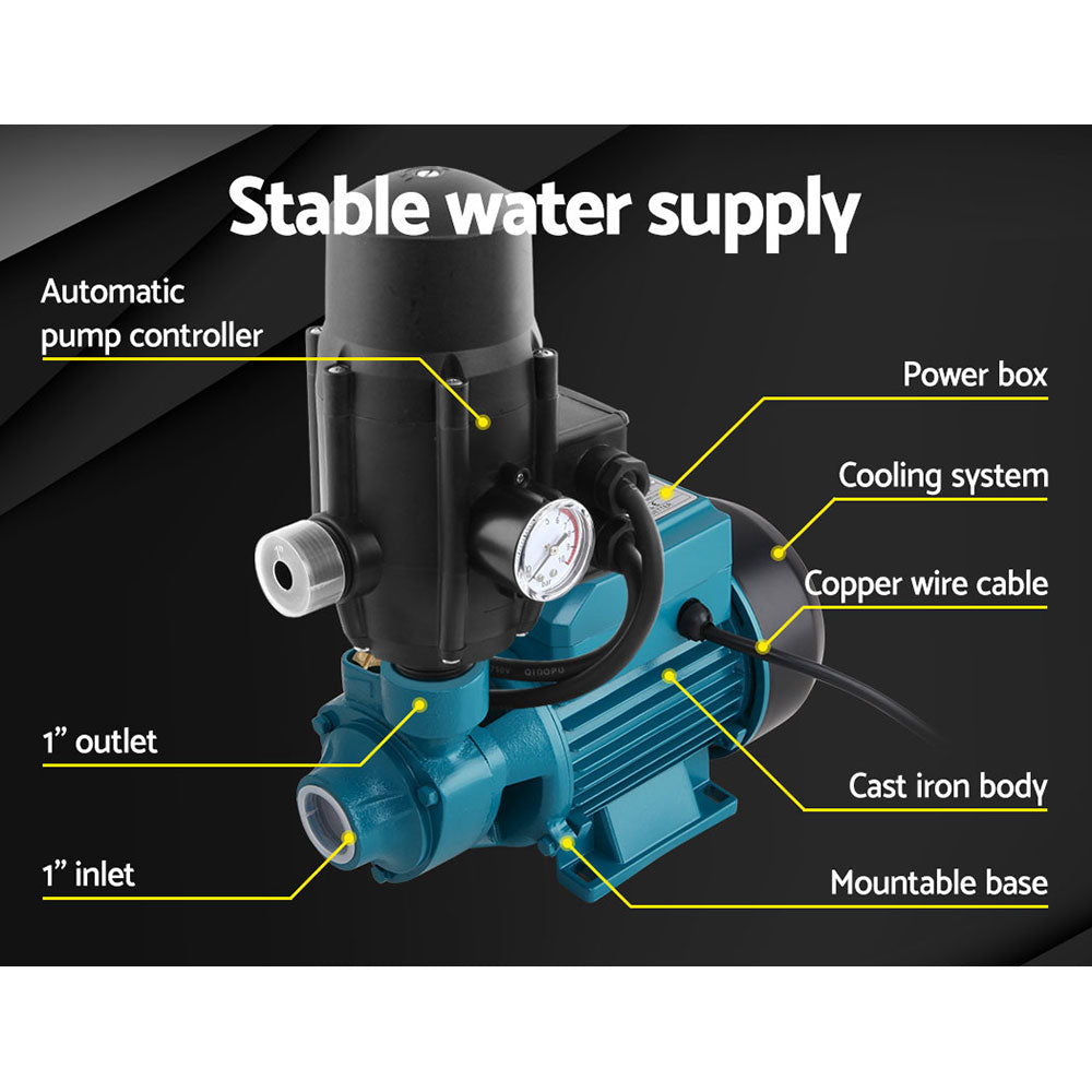 Irrigation Pumps: Giantz Auto Peripheral Pump Clean Water Garden Boiler Car Wash Irrigation QB60