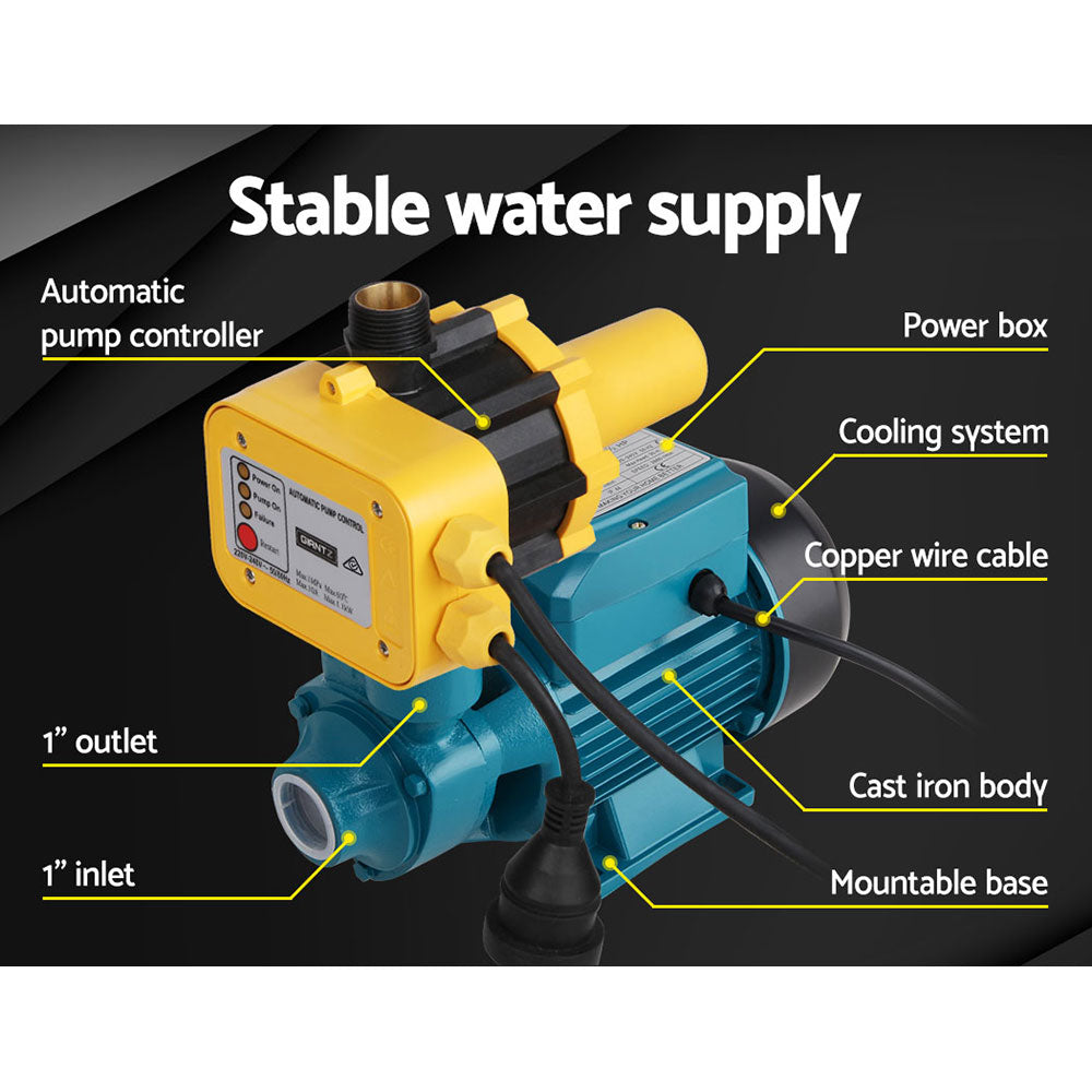 Irrigation Pumps: Giantz Peripheral Pump Auto Controller Clean Water Garden Farm Rain Irrigation