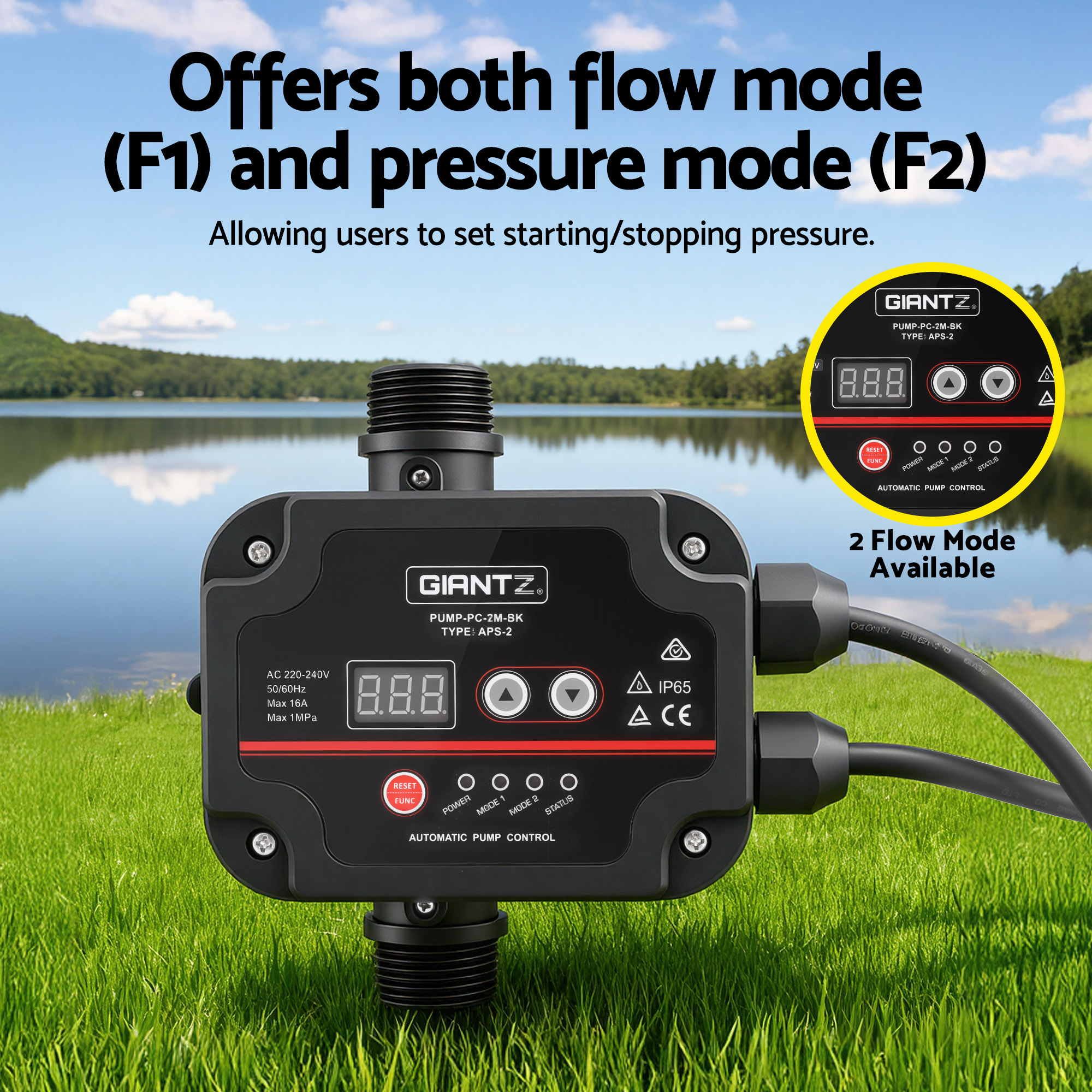 Giantz Peripheral Water Pump Auto Controller Cast Iron Garden Irrigation 1HP