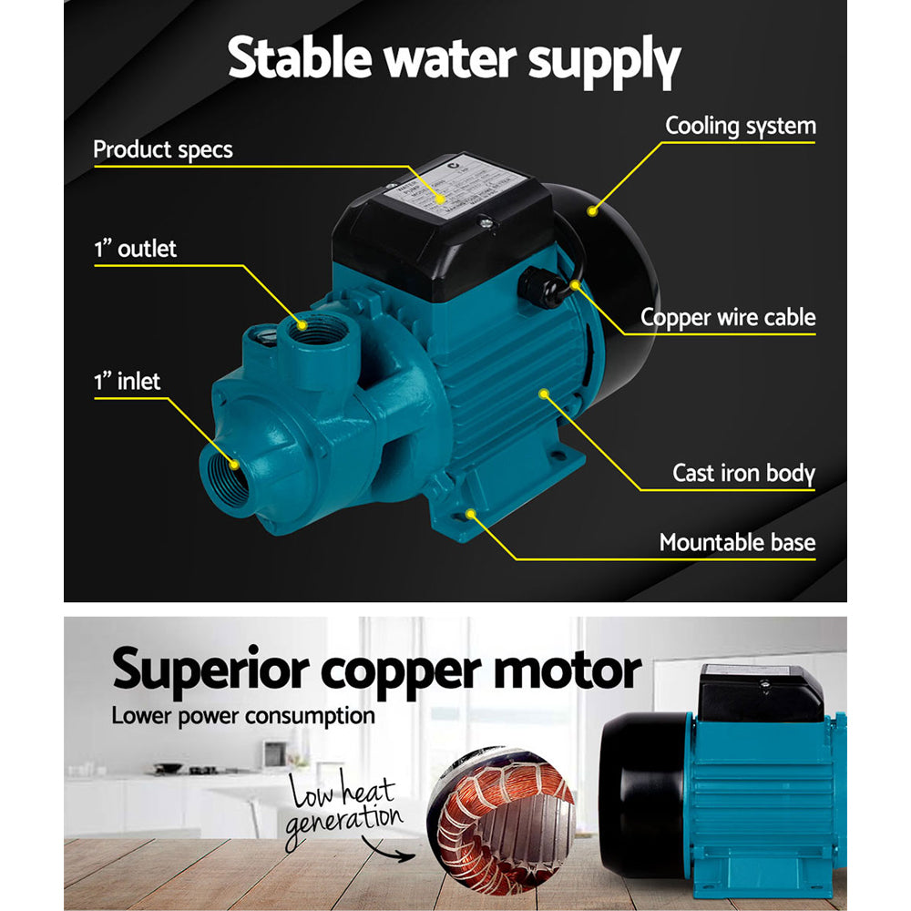 Irrigation Pumps: Giantz Peripheral Water Pump Garden Boiler Car Wash Auto Irrigation House QB80