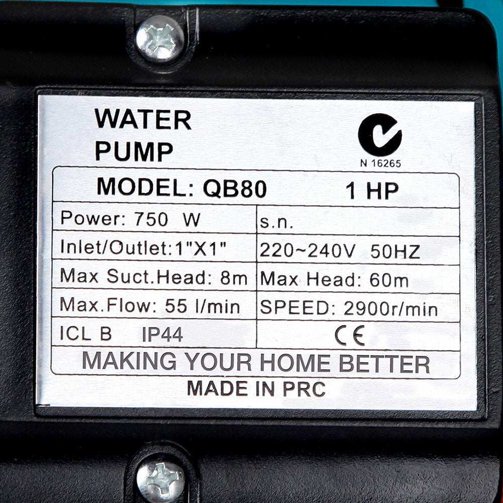 Irrigation Pumps: Giantz Peripheral Water Pump Garden Boiler Car Wash Auto Irrigation QB80 Yellow