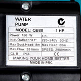 Giantz Peripheral Water Pump Garden Boiler Car Wash Auto Irrigation QB80 Yellow