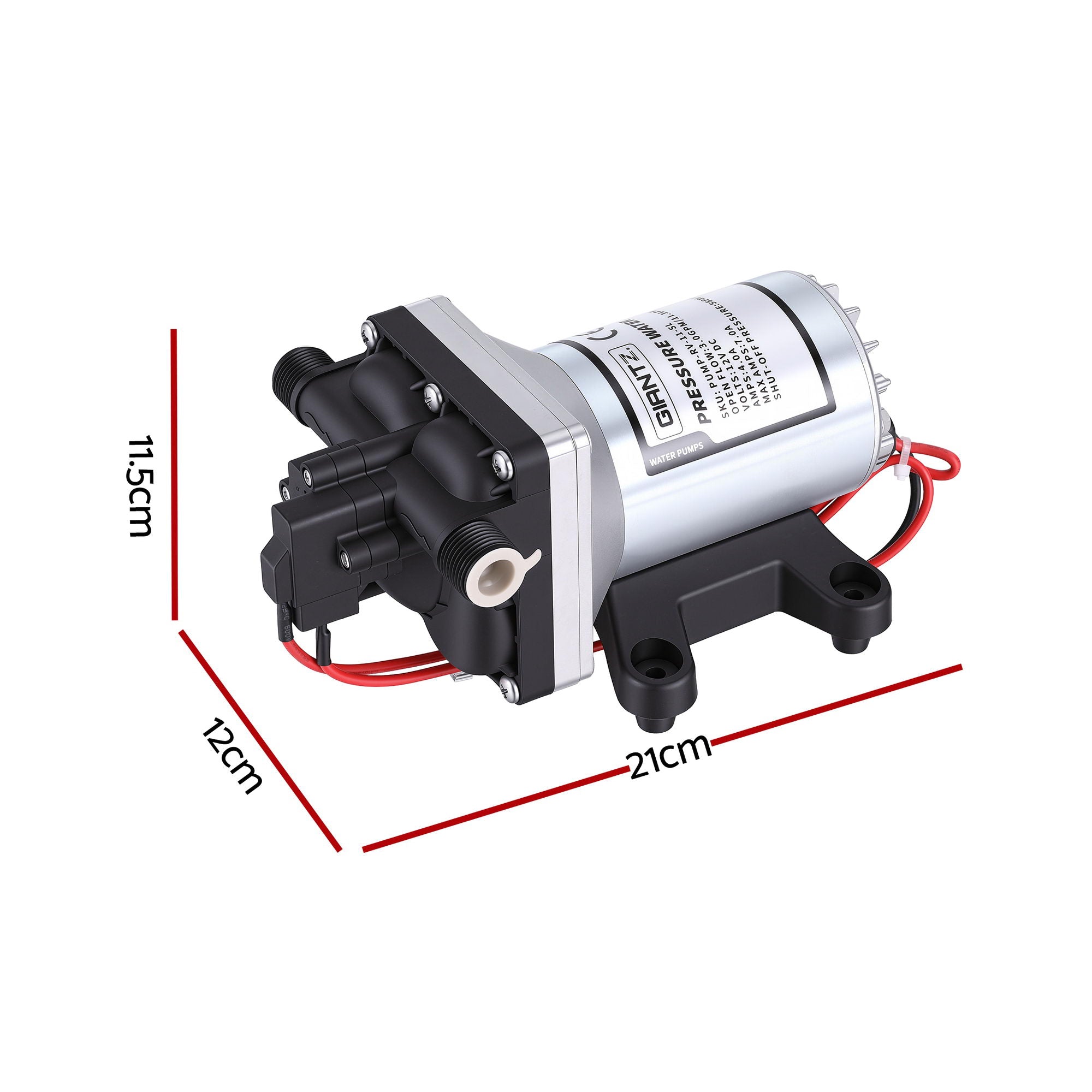 Pool Pumps: Giantz 12V DC Water Pump, 11.3LPM 55PSI 3 GPM Self-Priming RV Water Pressure Pump with Automatic Pressure Switch, for RV Marine Camping Yacht Garden Fresh Water Diaphragm, 2088-554-144 Replacement