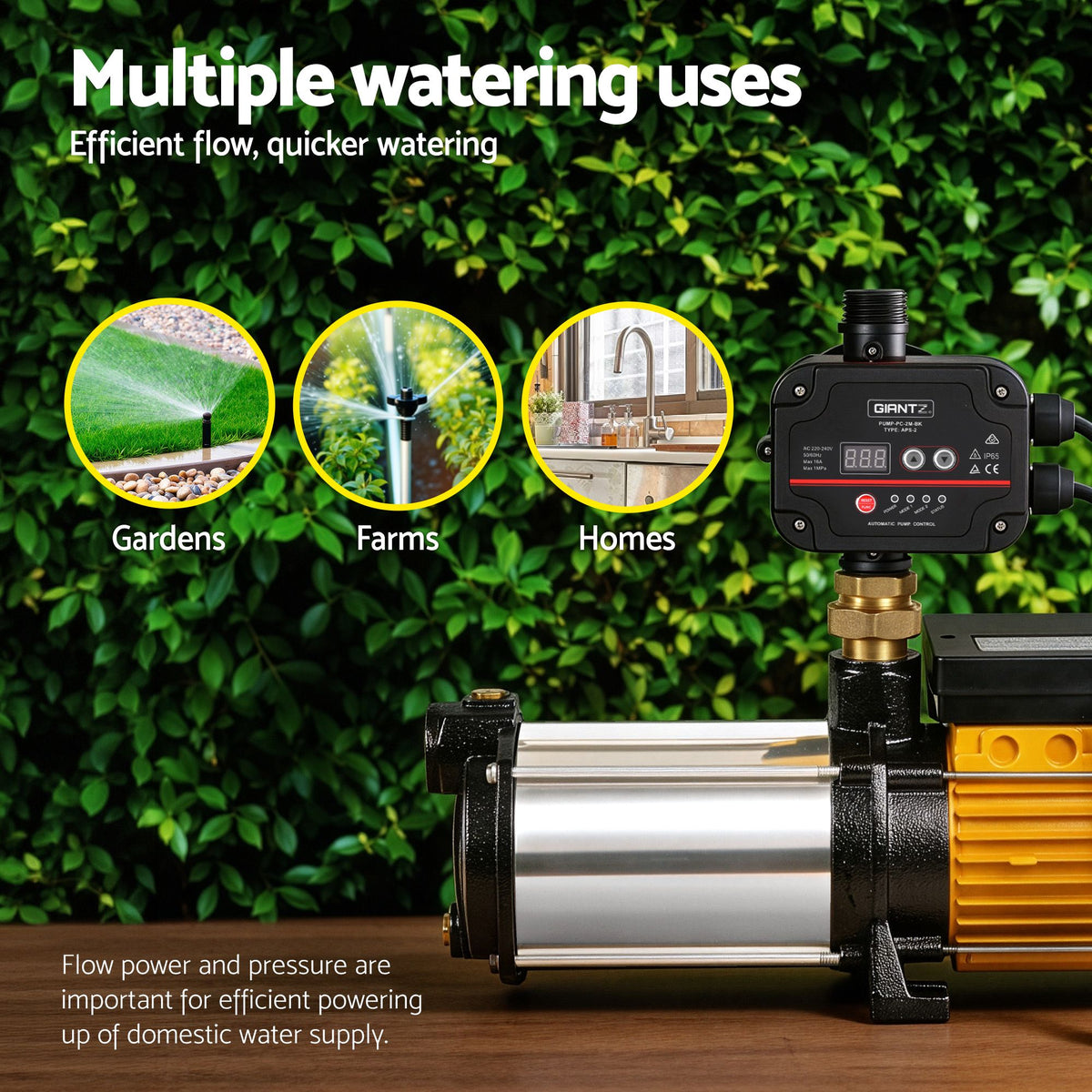 Giantz 4-Stage Water Pump Auto Controller Farm Irrigation Stainless Max. 2000W