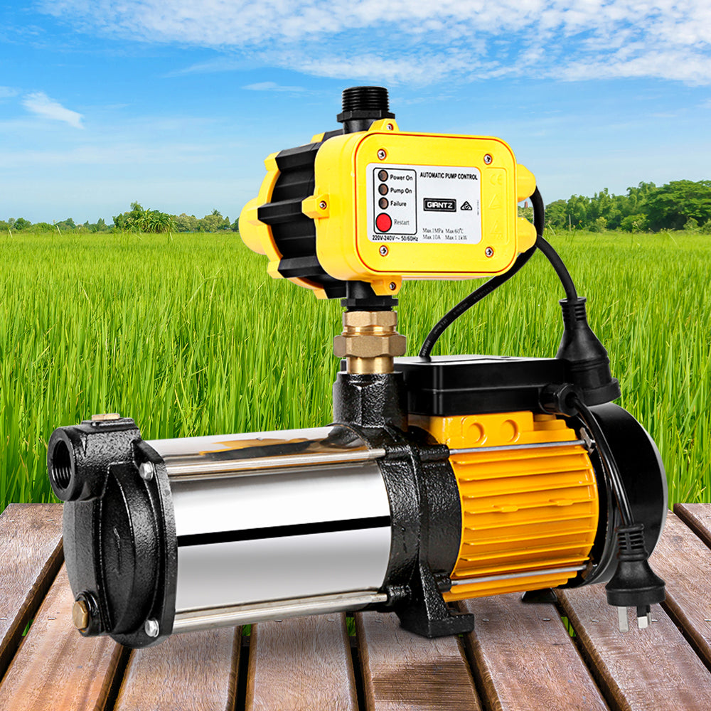 Irrigation Pumps: Giantz 2000W Max 4-Stage Garden Water Pump High Pressure Irrigation Booster Pump, Automatic Multi-Stage External Sprinkler Pump for Rainwater Tank Transfer, Home Farm Lawn, Yellow