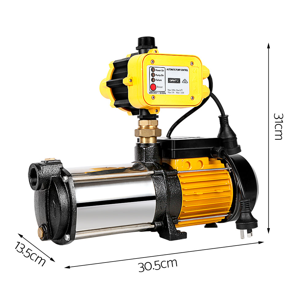 Irrigation Pumps: Giantz 2000W Max 4-Stage Garden Water Pump High Pressure Irrigation Booster Pump, Automatic Multi-Stage External Sprinkler Pump for Rainwater Tank Transfer, Home Farm Lawn, Yellow
