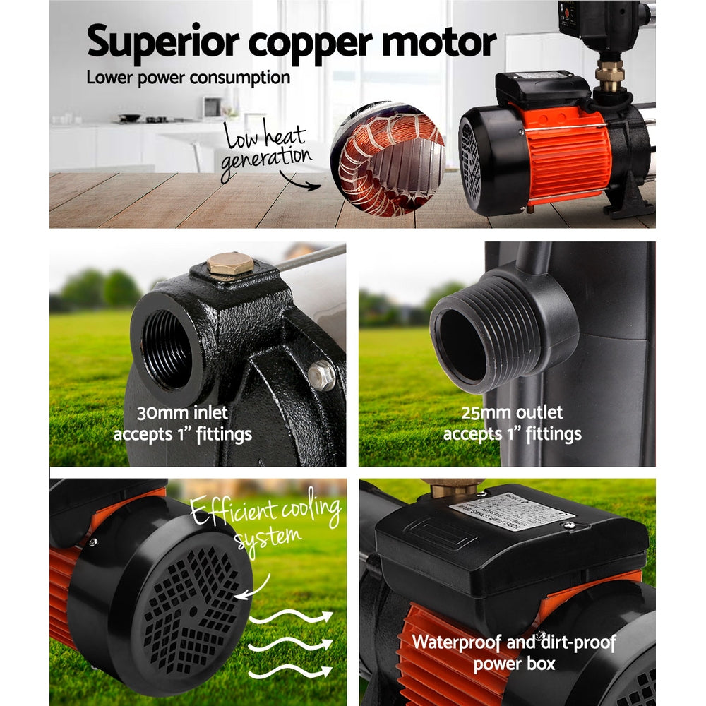 Irrigation Pumps: Giantz 1800W Max 5-Stage Garden Water Pump High Pressure Irrigation Booster Pump, Automatic Multi-Stage External Sprinkler Pump for Rainwater Tank Transfer, Home Farm Lawn, Black
