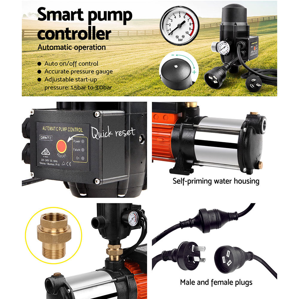 Irrigation Pumps: Giantz 1800W Max 5-Stage Garden Water Pump High Pressure Irrigation Booster Pump, Automatic Multi-Stage External Sprinkler Pump for Rainwater Tank Transfer, Home Farm Lawn, Black