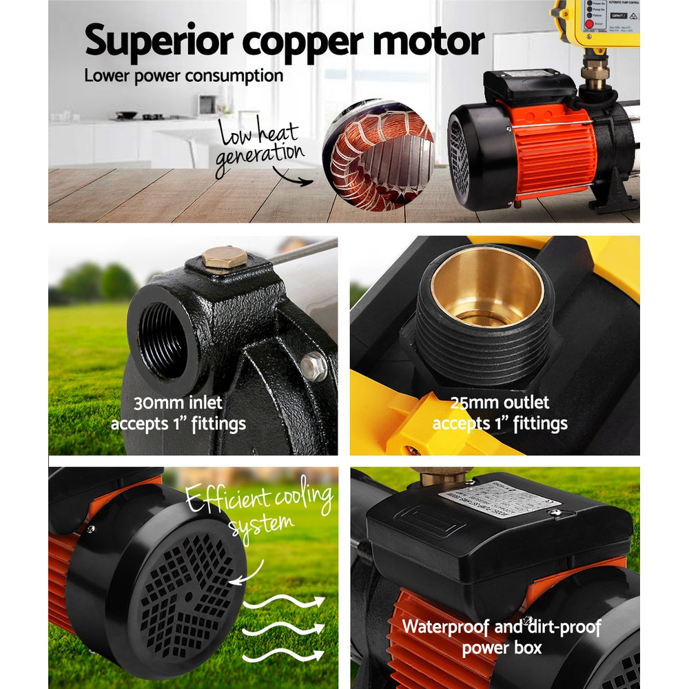 Irrigation Pumps: Giantz 1800W Max 5-Stage Garden Water Pump High Pressure Irrigation Booster Pump, Automatic Multi-Stage External Sprinkler Pump for Rainwater Tank Transfer, Home Farm Lawn, Yellow