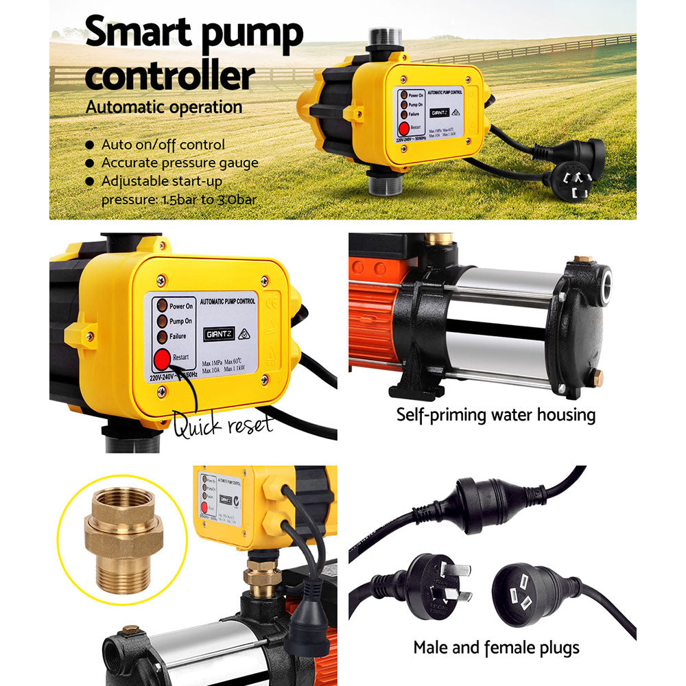 Irrigation Pumps: Giantz 1800W Max 5-Stage Garden Water Pump High Pressure Irrigation Booster Pump, Automatic Multi-Stage External Sprinkler Pump for Rainwater Tank Transfer, Home Farm Lawn, Yellow