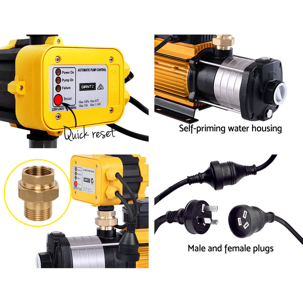 Irrigation Pumps: Giantz Garden Water Pump High Pressure 2000W Max 5 Stage Tank Irrigation Transfer Booster Yellow