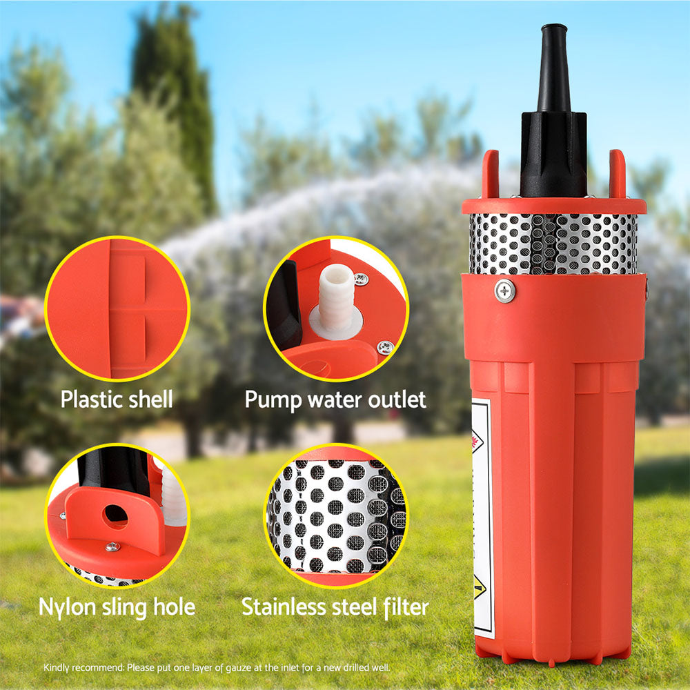 Irrigation Pumps: Giantz Submersible Solar Water Pump 24V 70M Head Deep Well Bore Self-priming