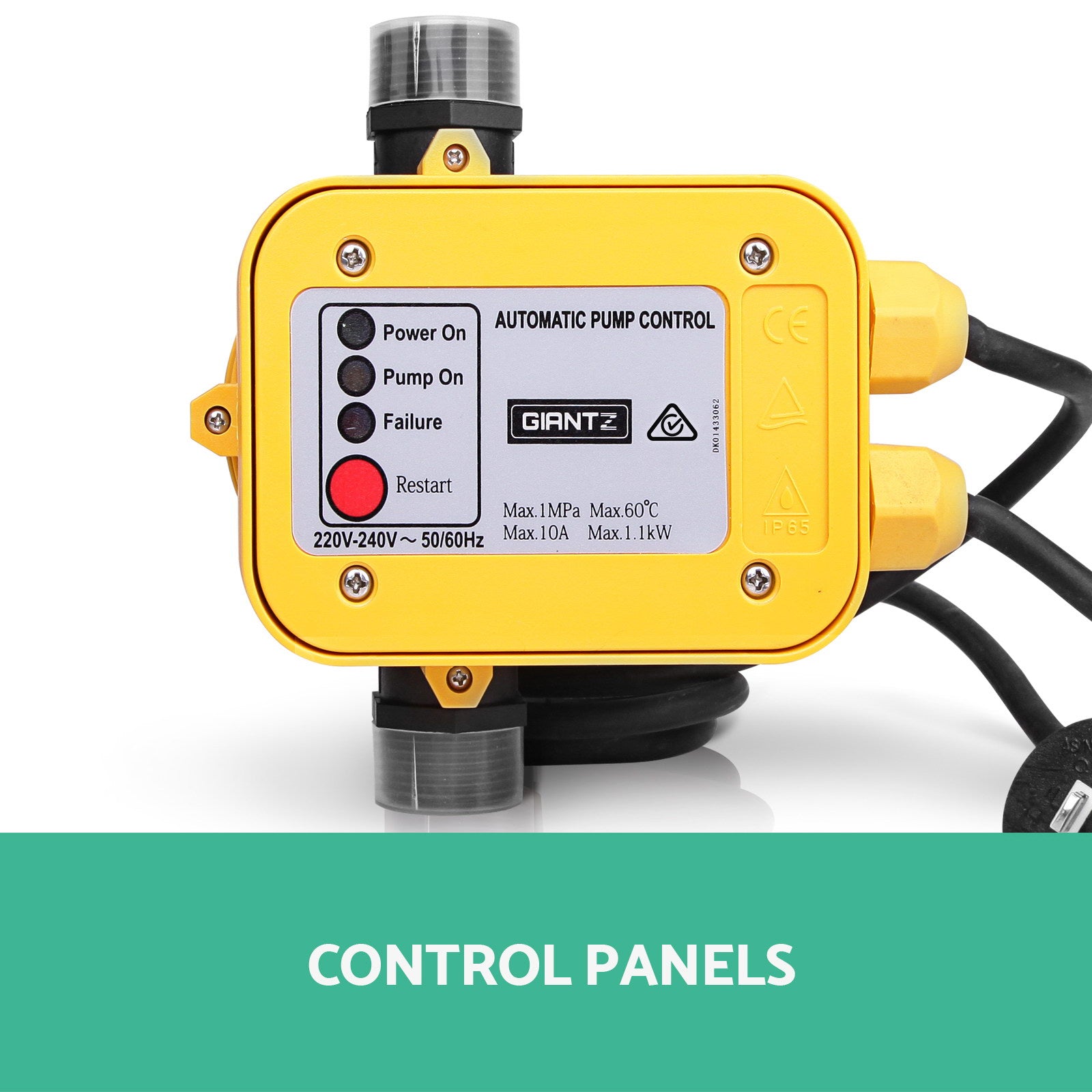 Irrigation Pumps: Giantz Water Pressure Pump Controller Auto Switch Control Electric Electronic Yellow