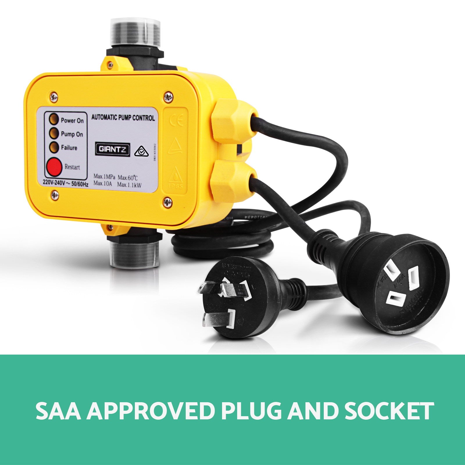 Irrigation Pumps: Giantz Water Pressure Pump Controller Auto Switch Control Electric Electronic Yellow