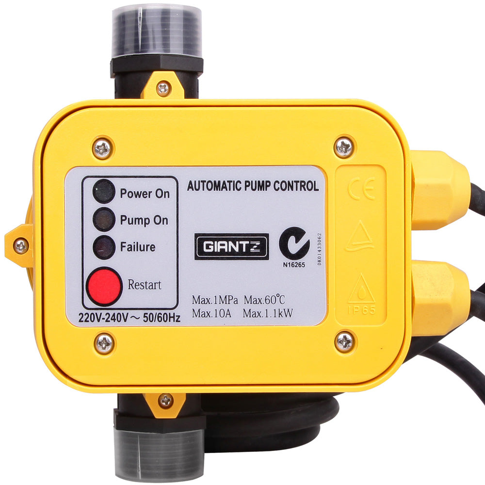 Irrigation Pumps: Giantz Water Pressure Pump Controller Auto Switch Control Electric Electronic Yellow