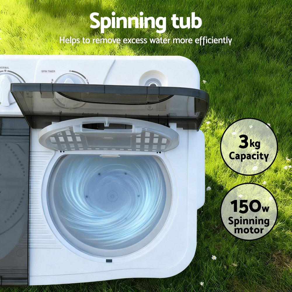 Washing Machines: Devanti Portable Washing Machine Twin Tub 4.5KG