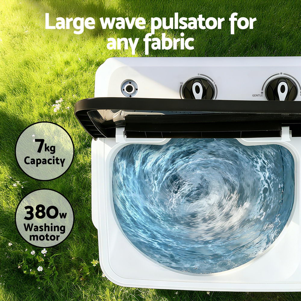 Washing Machines: Devanti Portable Washing Machine Twin Tub 7KG White