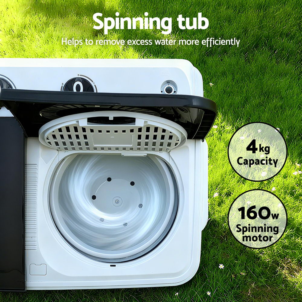 Washing Machines: Devanti Portable Washing Machine Twin Tub 7KG White