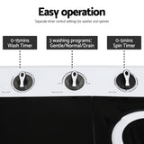 Devanti Portable Washing Machine Twin Tub 7KG White