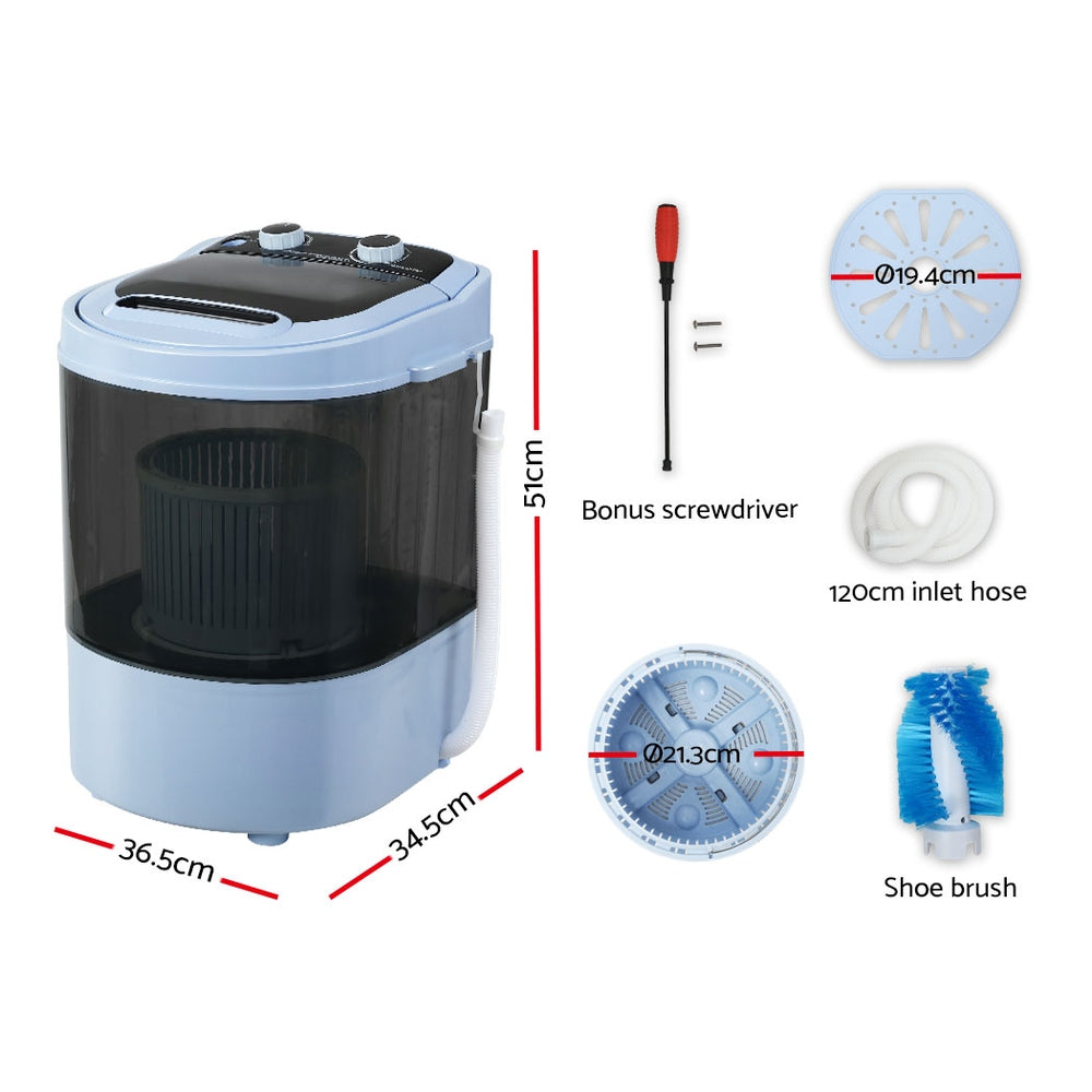 Washing Machines: Devanti Portable Washing Machine 3KG Black