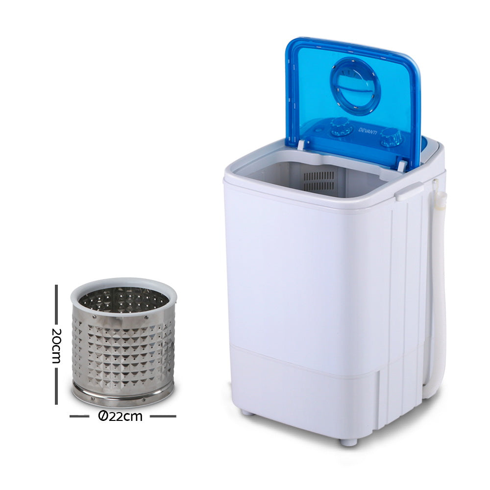 Washing Machines: Devanti Portable Washing Machine 4.6KG Blue