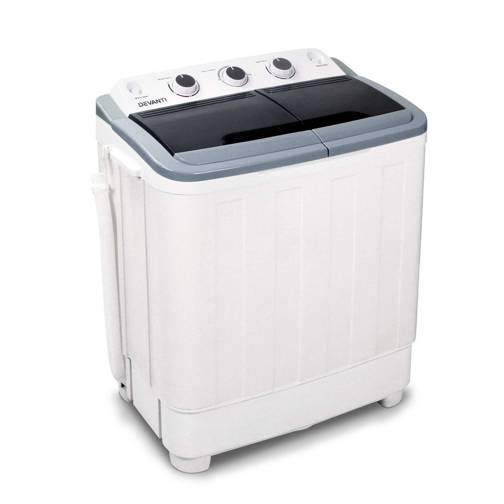 Washing Machines: Devanti Portable Washing Machine Twin Tub 4.6KG White