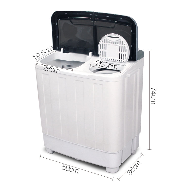 Washing Machines: Devanti Portable Washing Machine Twin Tub 4.6KG White