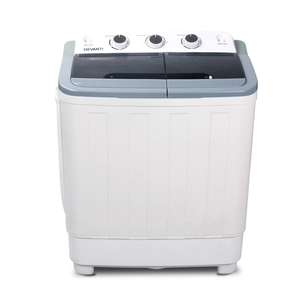 Washing Machines: Devanti Portable Washing Machine Twin Tub 4.6KG White