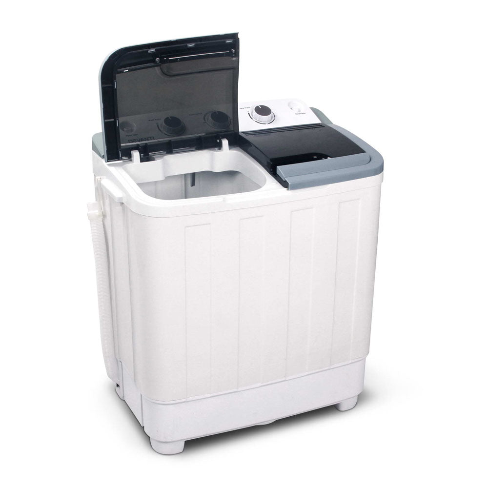 Washing Machines: Devanti Portable Washing Machine Twin Tub 4.6KG White