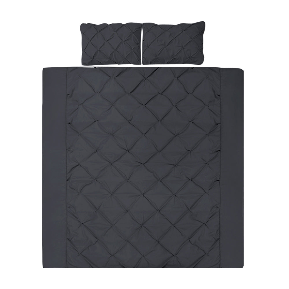 Duvet Covers: Giselle Bedding Quilt Cover Set Diamond Pinch Black Queen