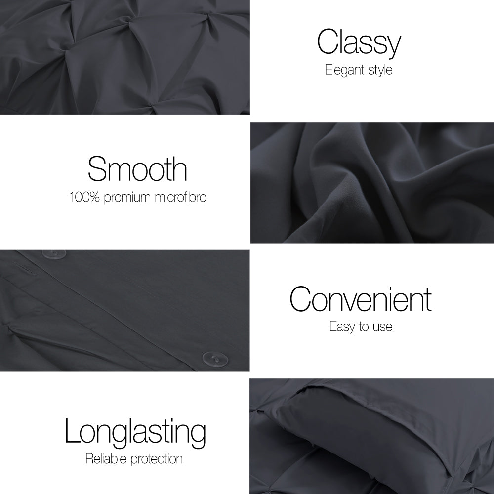Duvet Covers: Giselle Bedding Quilt Cover Set Diamond Pinch Black Queen