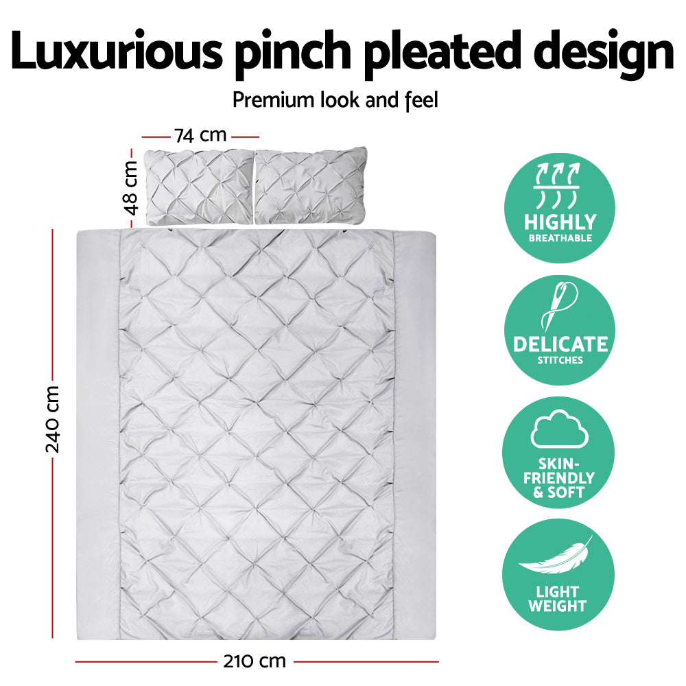 Duvet Covers: Giselle Bedding Quilt Cover Set Diamond Pinch Grey King