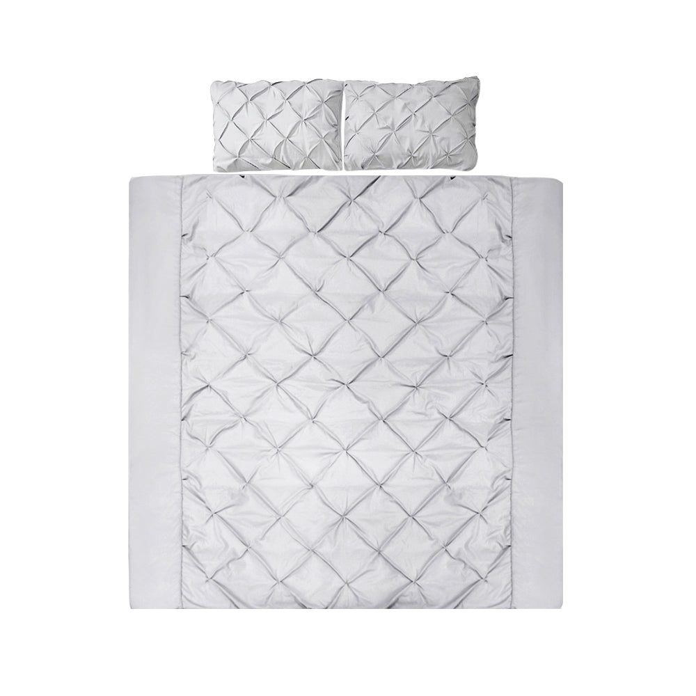 Duvet Covers: Giselle Bedding Quilt Cover Set Diamond Pinch Grey Queen