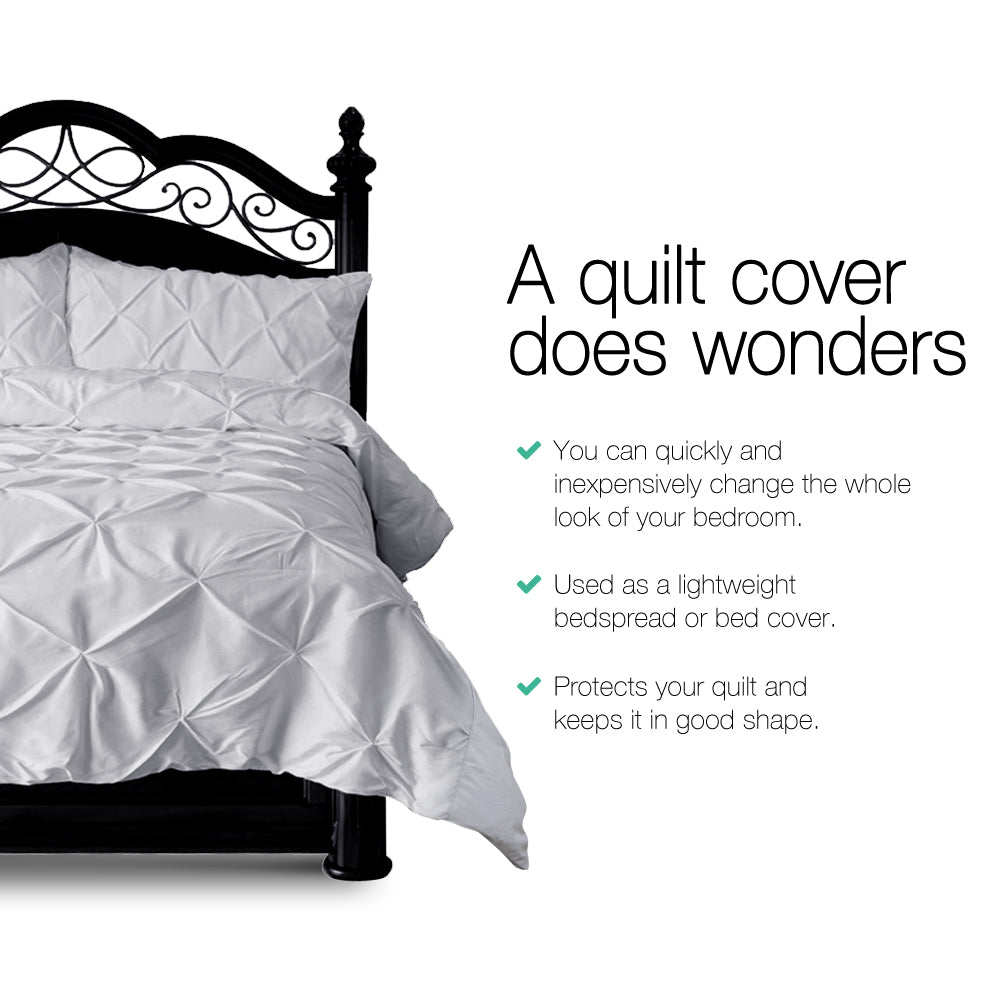 Duvet Covers: Giselle Bedding Quilt Cover Set Diamond Pinch Grey Queen