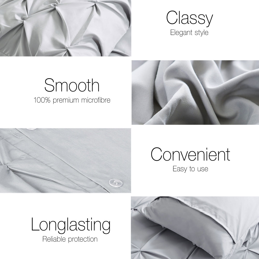 Duvet Covers: Giselle Bedding Quilt Cover Set Diamond Pinch Grey Queen