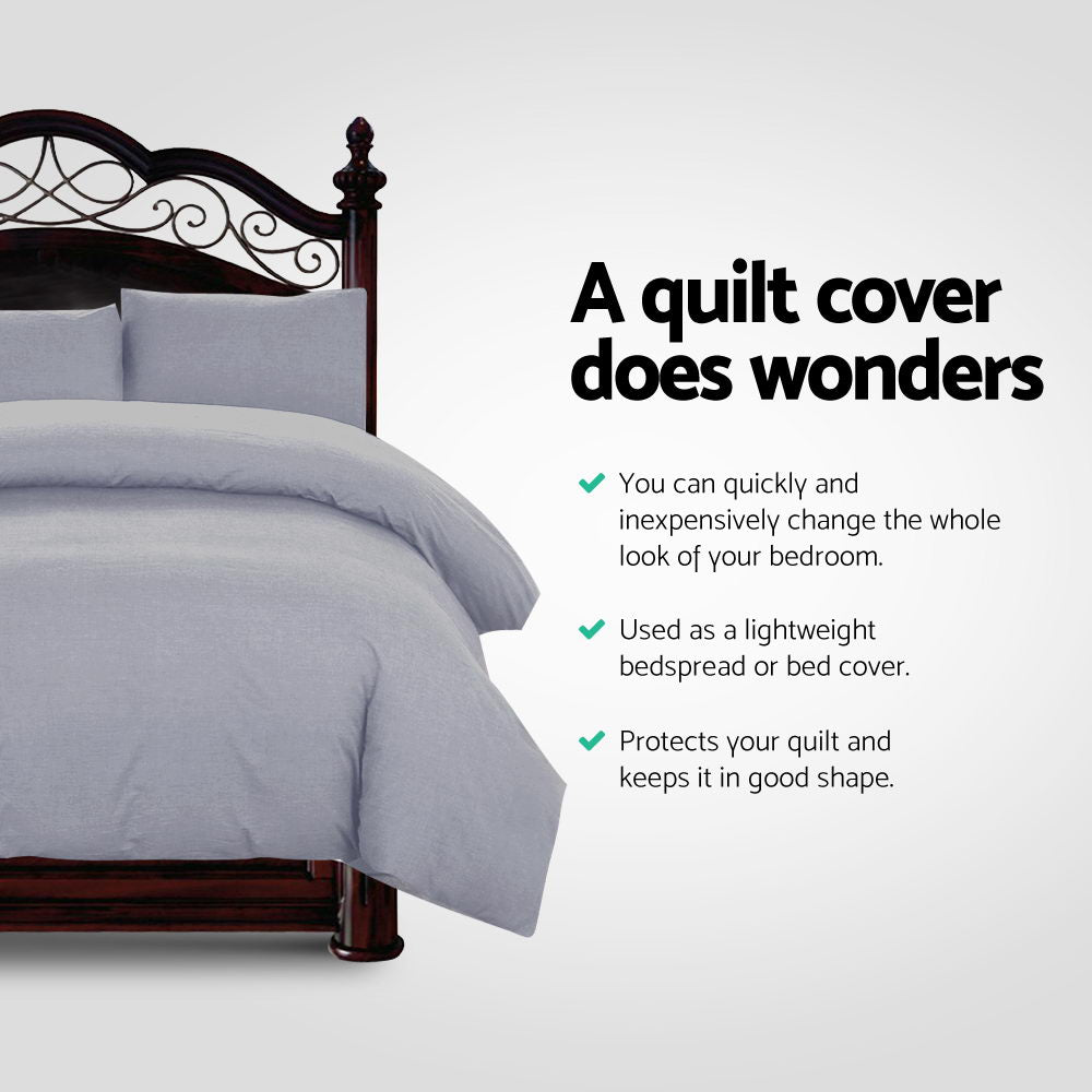 Duvet Covers: Giselle Bedding Quilt Cover Set Classic Grey King