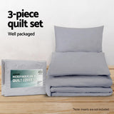 Duvet Covers: Giselle Bedding Quilt Cover Set Classic Grey Queen