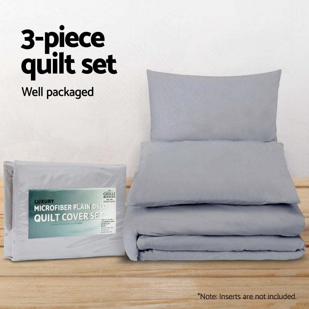 Duvet Covers: Giselle Bedding Quilt Cover Set Classic Grey Super King