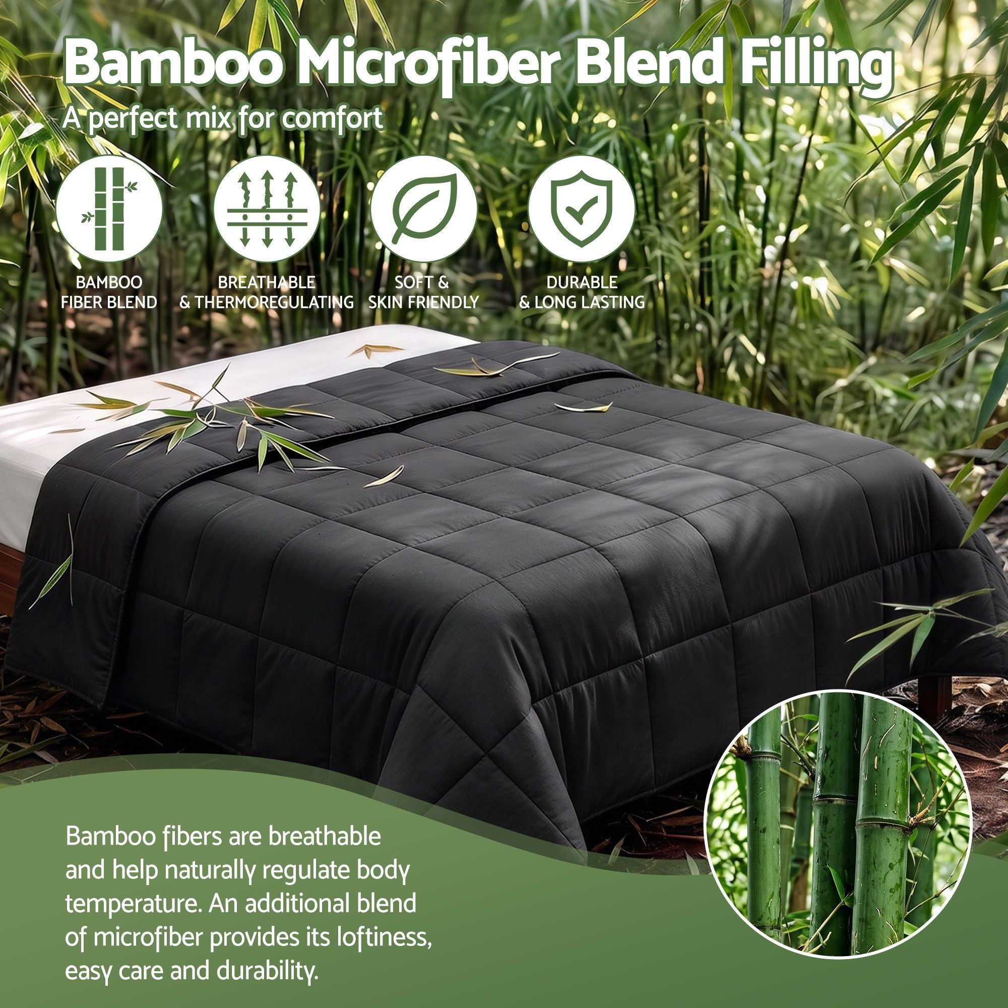 Giselle 200GSM Bamboo Microfibre Double Quilt Lightweight All Season Doona Duvet