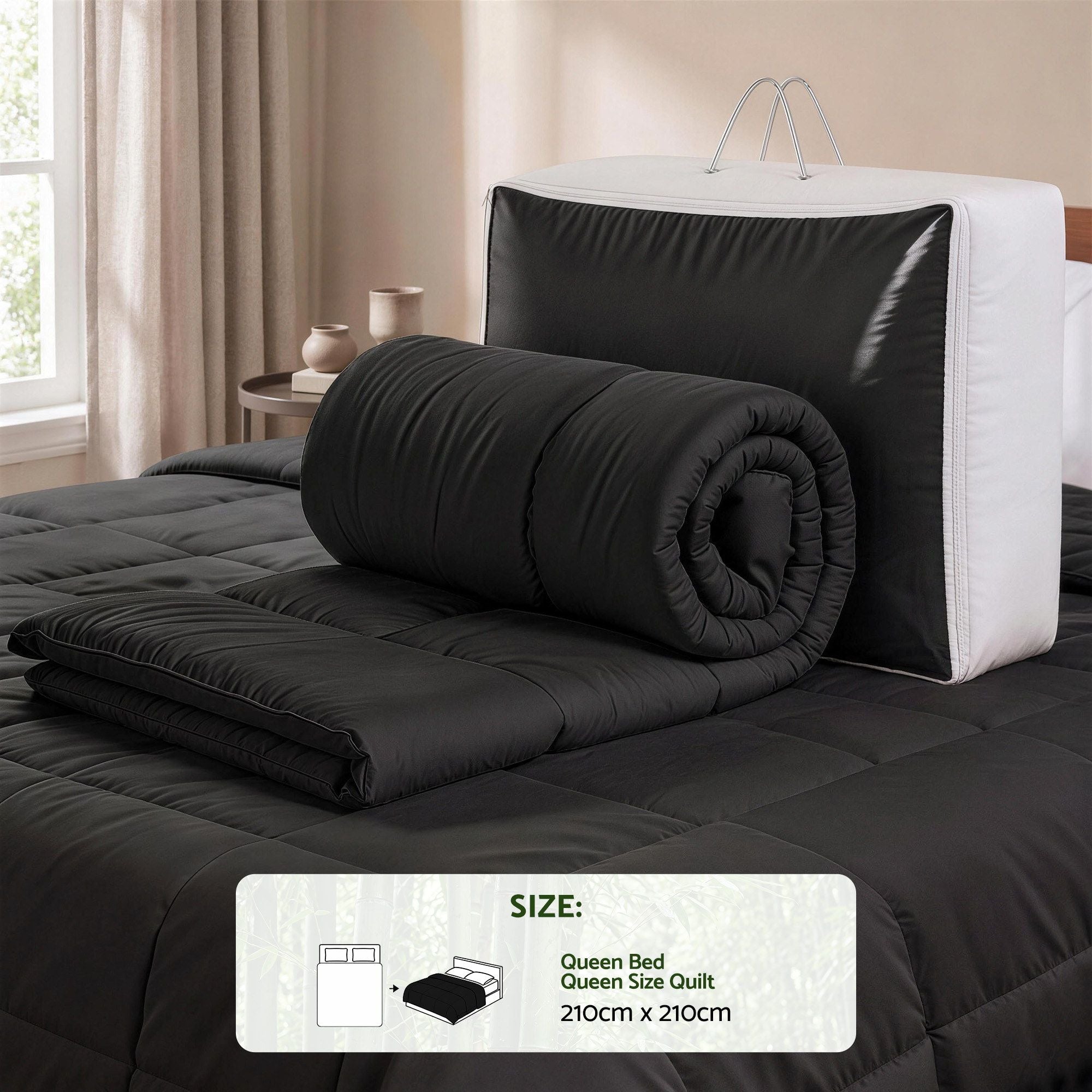 Giselle 200GSM Bamboo Microfibre Queen Quilt Lightweight All Season Doona Duvet