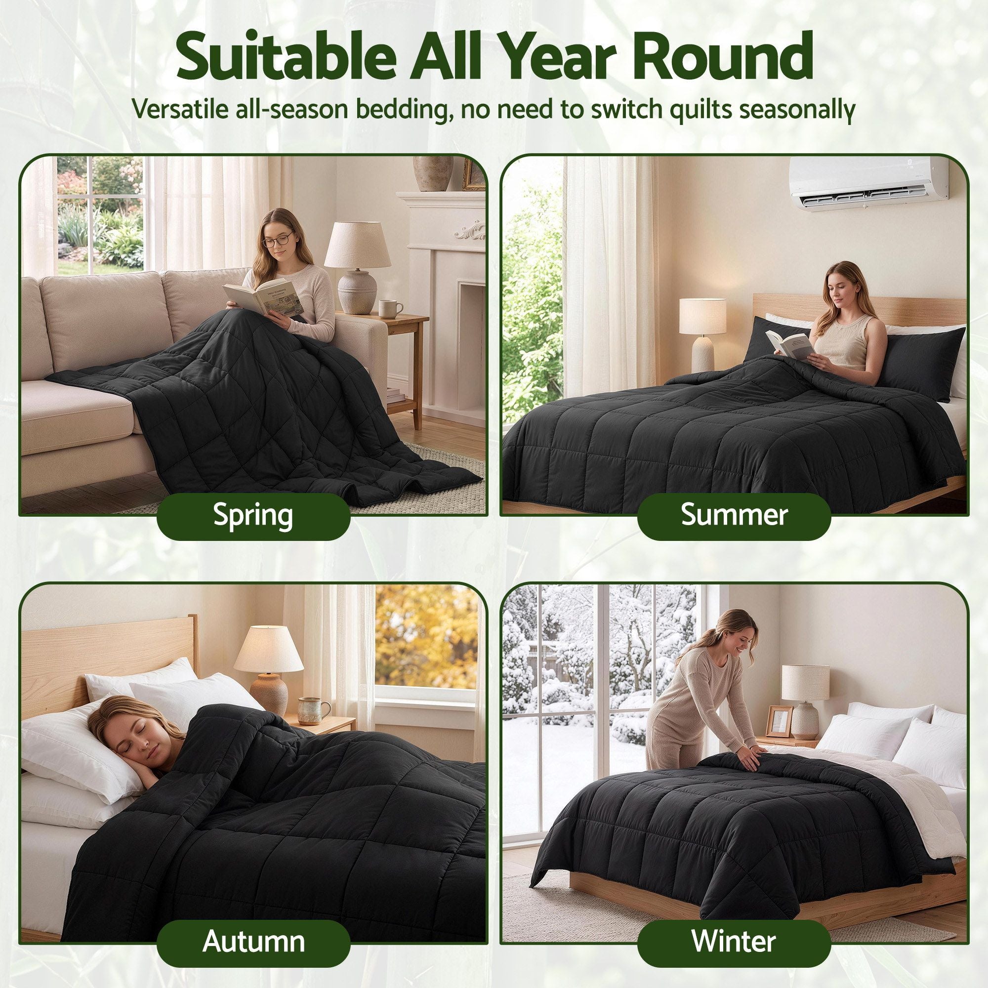 Giselle 200GSM Bamboo Microfibre Queen Quilt Lightweight All Season Doona Duvet