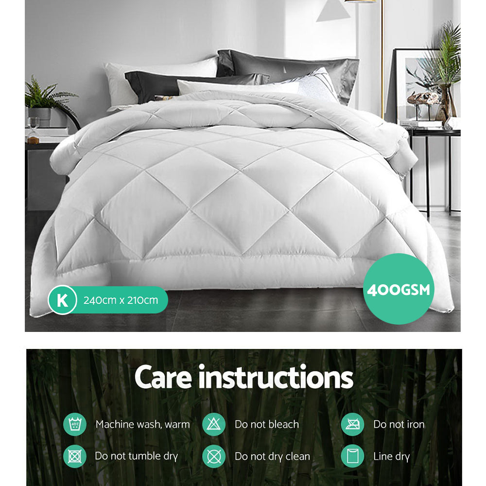 Quilts & Duvets: Giselle Bedding 400GSM Microfibre Bamboo Quilt King