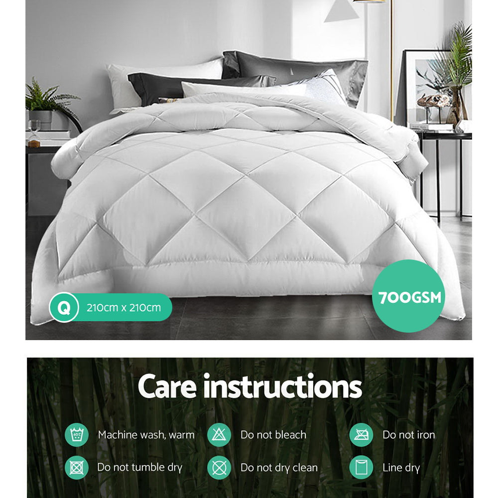Quilts & Duvets: Giselle Bedding 700GSM Microfibre Bamboo Quilt Queen