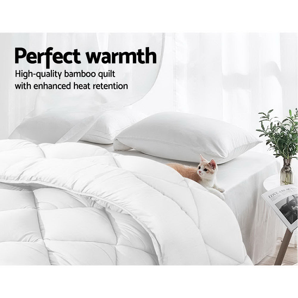 Quilts & Duvets: Giselle Bedding 800GSM Microfibre Bamboo Quilt King