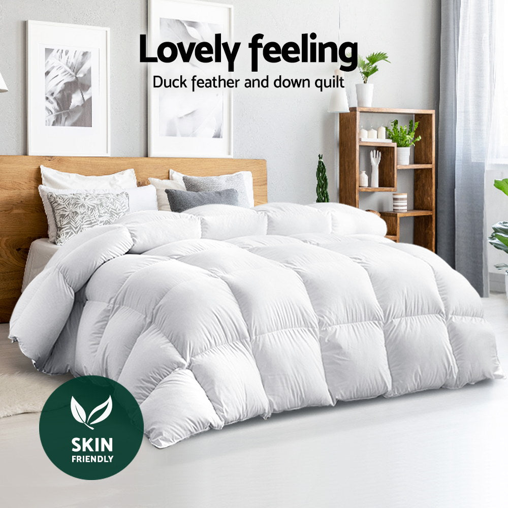 Quilts & Duvets: Giselle Bedding 700GSM Duck Down Feather Quilt Duvet Doona Winter Blanket Double